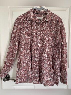 Pilcro by Anthropologie Pink Floral Print Button Down size S